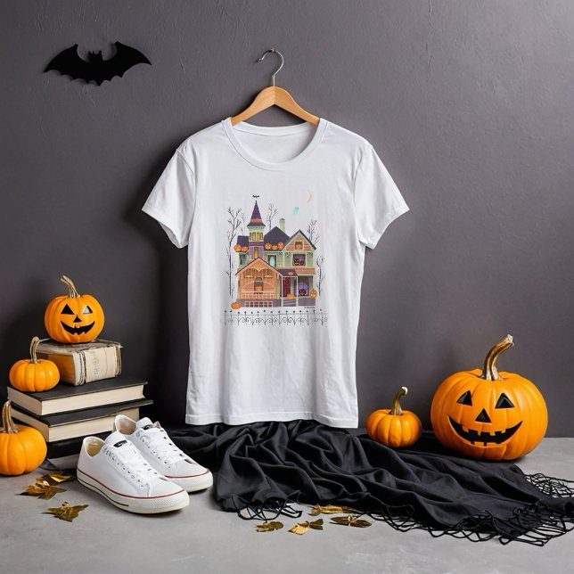 Halloween Haunted House White T-Shirt (Skapare uppladdad)