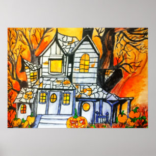 HALLOWEEN HAUNTED HUS POSTER