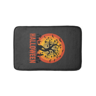 Halloween Haunted Tree Witch and Black Cats Badrumsmatta