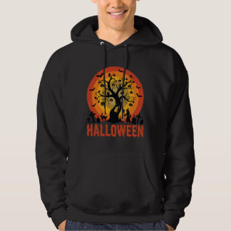 Halloween Haunted Tree Witch and Black Cats Hoodie