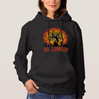 Halloween Haunted Tree Witch and Black Cats T Shirt