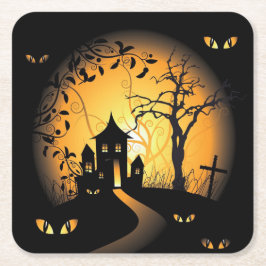 Halloween - Haunting Öga vaktar dig Underlägg Papper Kvadrat