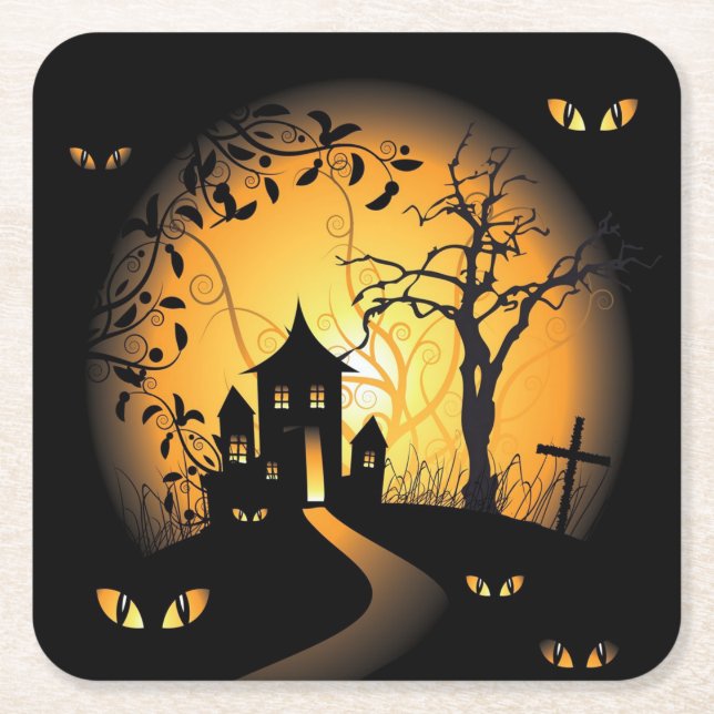 Halloween - Haunting Öga vaktar dig Underlägg Papper Kvadrat (Framsidan)