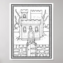 Halloween Haunween-färgning av slottsfärgsida Poster