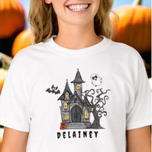 Halloween Haunween House Anpassningsbar Spooky Cut T Shirt