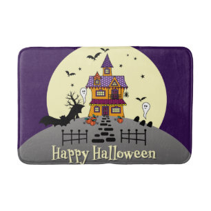 Halloween Haunween House Black Fladdermus Full Moo Badrumsmatta