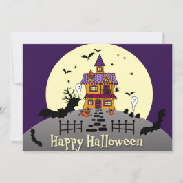 Halloween Haunween House Black Fladdermus Full Moo Inbjudningar