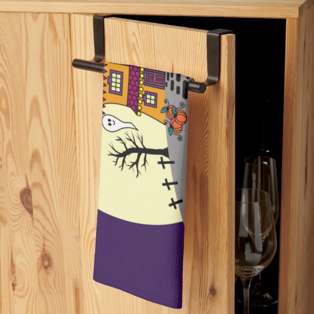 Halloween Haunween House Black Fladdermus Full Moo Kökshandduk (Thirds Fold)