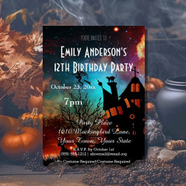 Halloween Haunween House Cosmic Birthday Inbjudningar