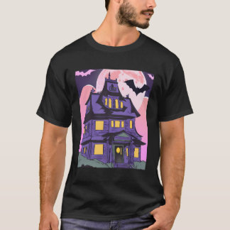 Halloween Haunween House Fladdermus Måne Emo Goth T Shirt
