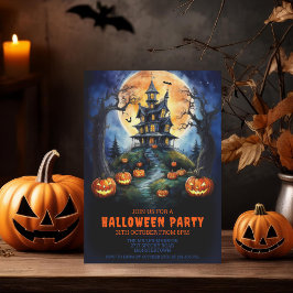 Halloween Haunween House med Pumpkins Party Inbjudningar