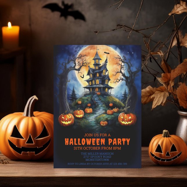 Halloween Haunween House med Pumpkins Party Inbjudningar (Skapare uppladdad)