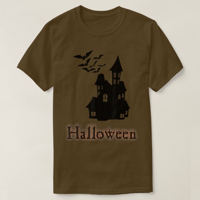 Halloween Haunween House och Fladdermöss Happy hal T Shirt (Design framsida)