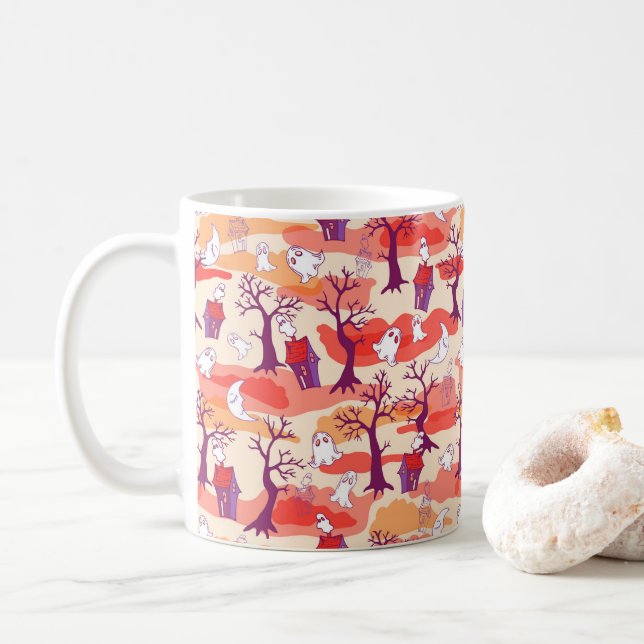 Halloween Haunween House Orange Mugg Kopp (Med munk)