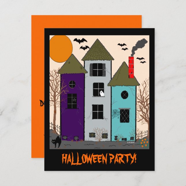Halloween Haunween House Party Inbjudningar (Fram/baksida)