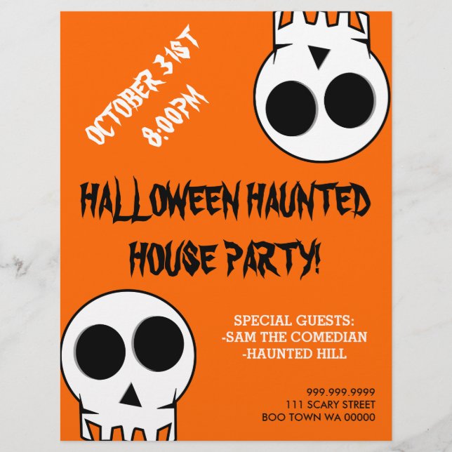 Halloween Haunween House Party-meddelande Flyer (Framsidan)