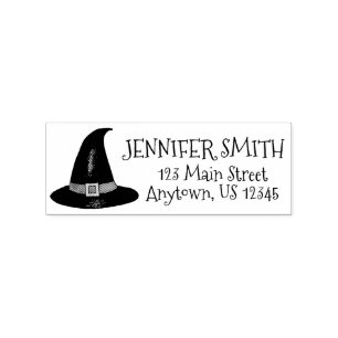 Halloween Haunween House Pointy Witch Hat Adress Stämpel