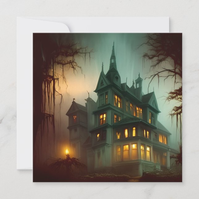 Halloween Haunween House Scary Julkort (Framsida)