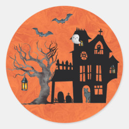 Halloween Haunween House Scene Runt Klistermärke