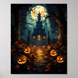 Halloween Haunween House Spooky Autumn Witchy Vibe Poster