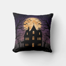 Halloween Haunween House Square Pillow Kudde