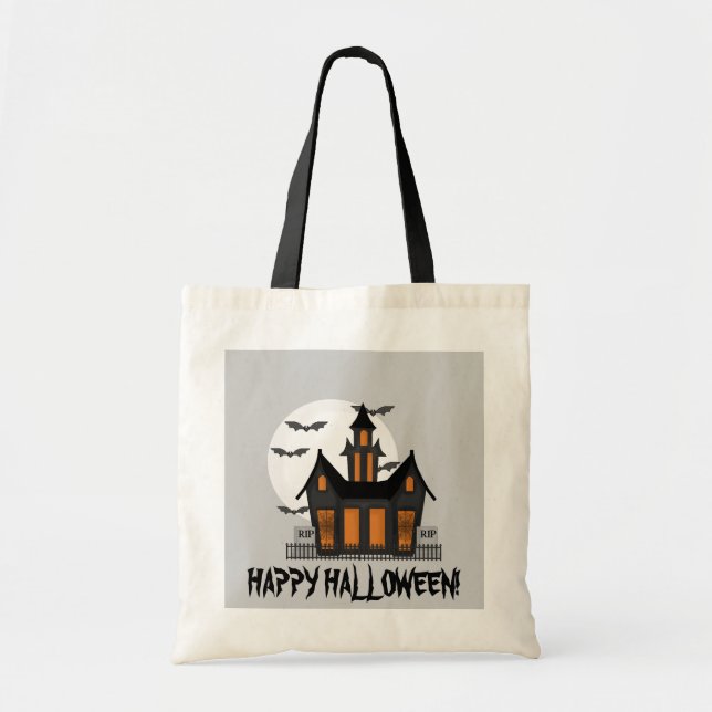 Halloween Haunween House tobag Tygkasse (Framsidan)