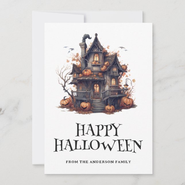Halloween Haunween-pumpkins Card Julkort (Framsida)