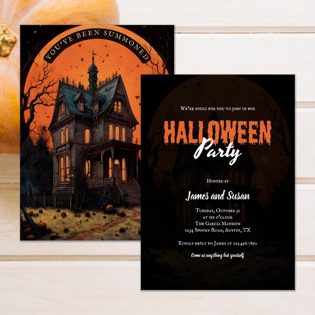 Halloween Haunween Vuxen Costume Party Inbjudningar (Halloween Haunted Mansion Adult Costume Party Invitation)