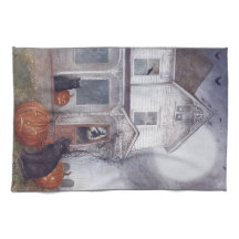 Halloween Hauted House med svart katt