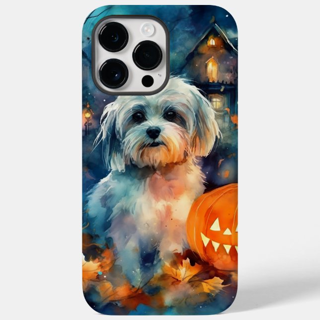 Halloween Havanese Med Pumpa Skräckinjagande (Baksida)