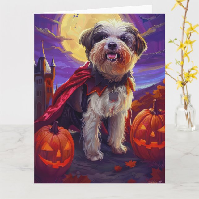 Halloween Havanese Vampire Pumpkins Scary Kort (Gul blomma)