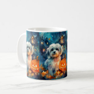 Halloween Havanese with Pumpkins Scary Kaffemugg