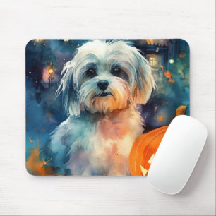 Halloween Havanese with Pumpkins Scary Musmatta