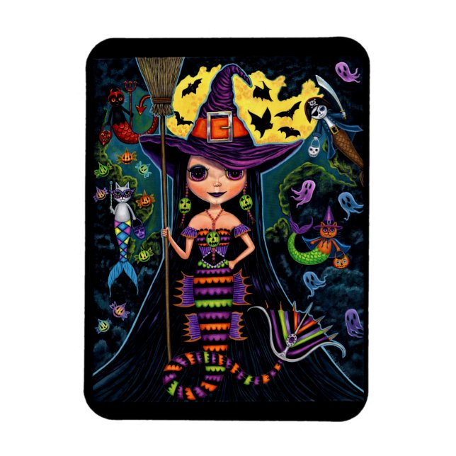 Halloween Havsfrushäxa Mercats Spöken Pumpa Magnet (Vertikal)