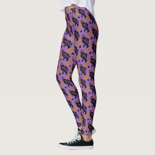 Halloween-häx-fötter-hus-mönster-byxor Leggings