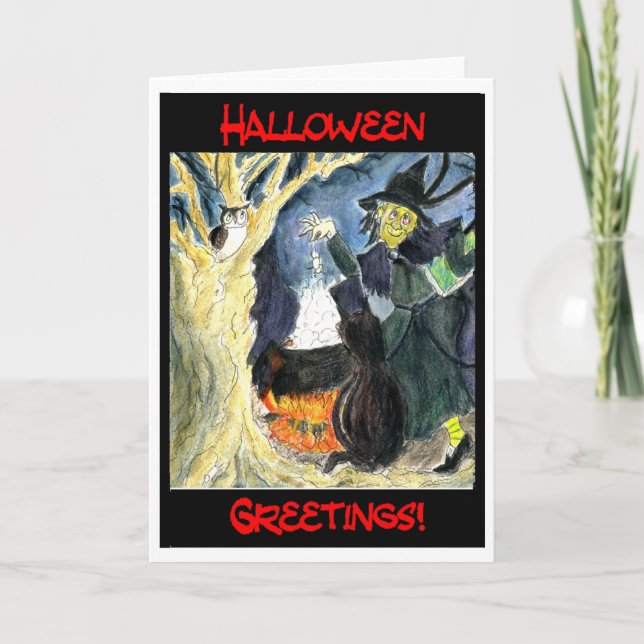 Halloween Häx Hälsningskort Kort (Framsida)
