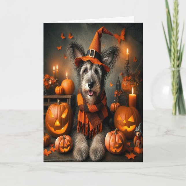 Halloween Häx Hund Söt Höst Kort (Framsida)