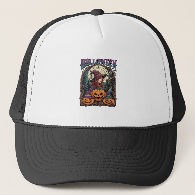 Halloween Häx Pumpa Månfaser_1 Keps (Framsida)
