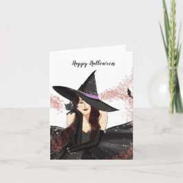 halloween, häxa anteckningskort