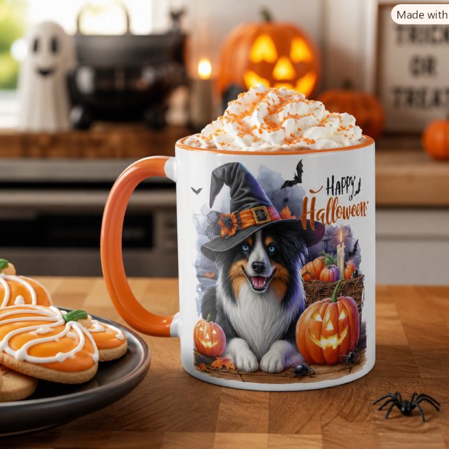 Halloween Häxa Border Collie Hund Mugg (Skapare uppladdad)