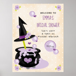 Halloween Häxa Bröllopsdusch Välkomstskylt Poster