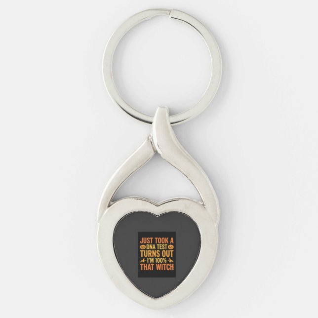 Halloween-häxa DNA-test Rollig Design Twisted Heart Silverfärgad Nyckelring (Framsidan)