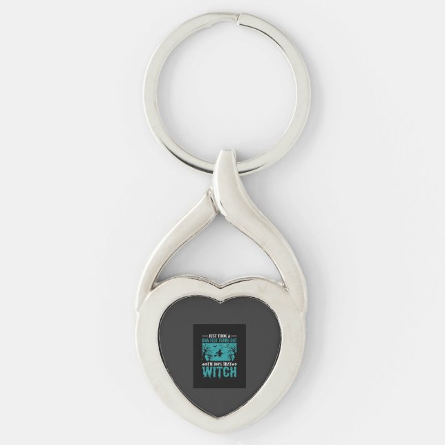 Halloween-häxa DNA-testdesign Twisted Heart Silverfärgad Nyckelring (Framsidan)