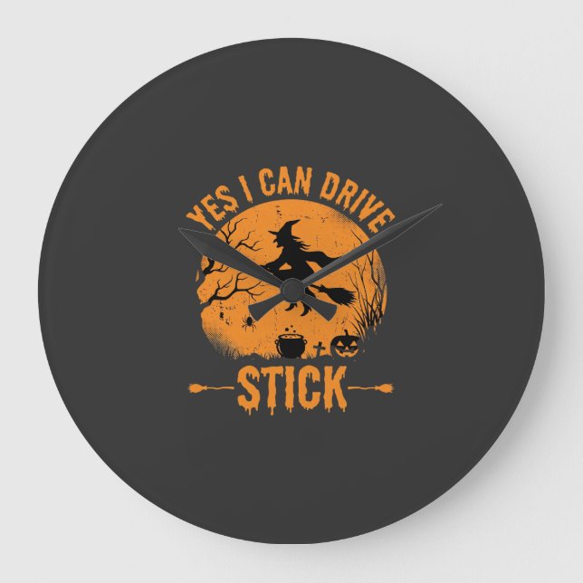 Halloween Häxa Drive Stick Grafik_1 Stor Klocka (Framsida)