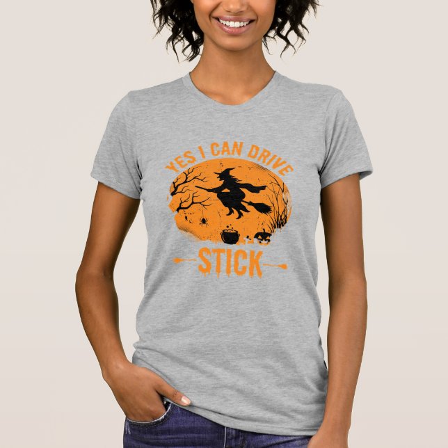 Halloween Häxa Drive Stick Grafik_1 T Shirt (Framsida)