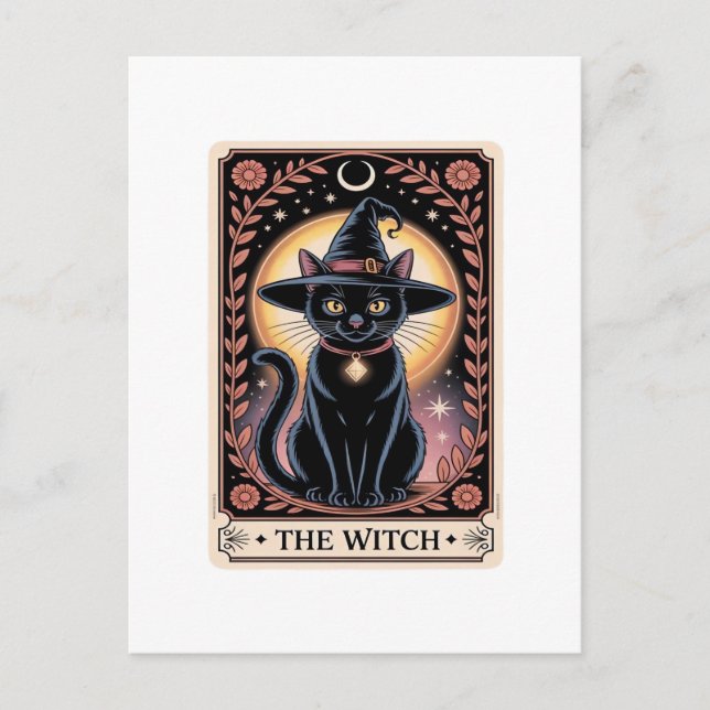 Halloween Häxa Estetisk Kattälskare Gotisk Tarot  Vykort (Framsida)
