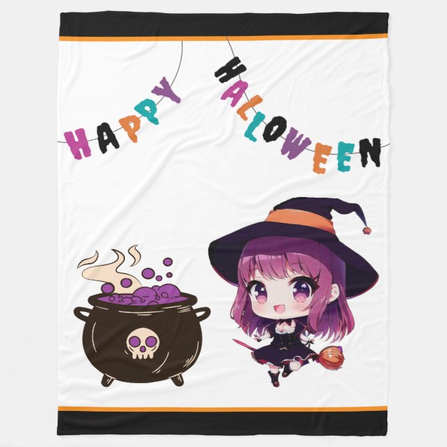 Halloween/häxa/fall/oktober Fleecefilt (Framsidan)