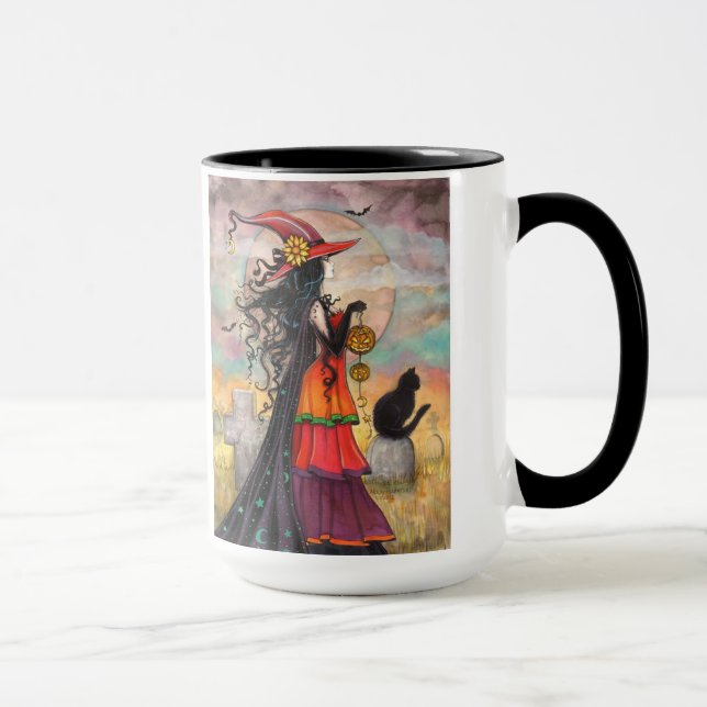 Halloween Häxa Fantasy Art Mugg (Höger)