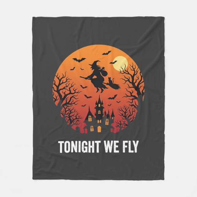 Halloween-häxa flygande natt-grafisk design_1 fleecefilt (Framsidan)