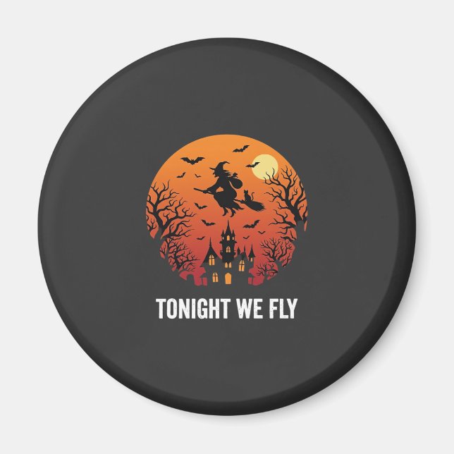 Halloween-häxa flygande natt grafisk design_1 magnet (Framsidan)
